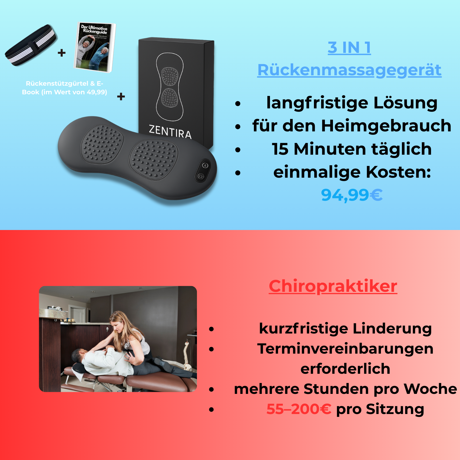 Triple-Fusion-Rücken Massage Gerät